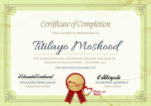 Leadership Training program by Praying mums